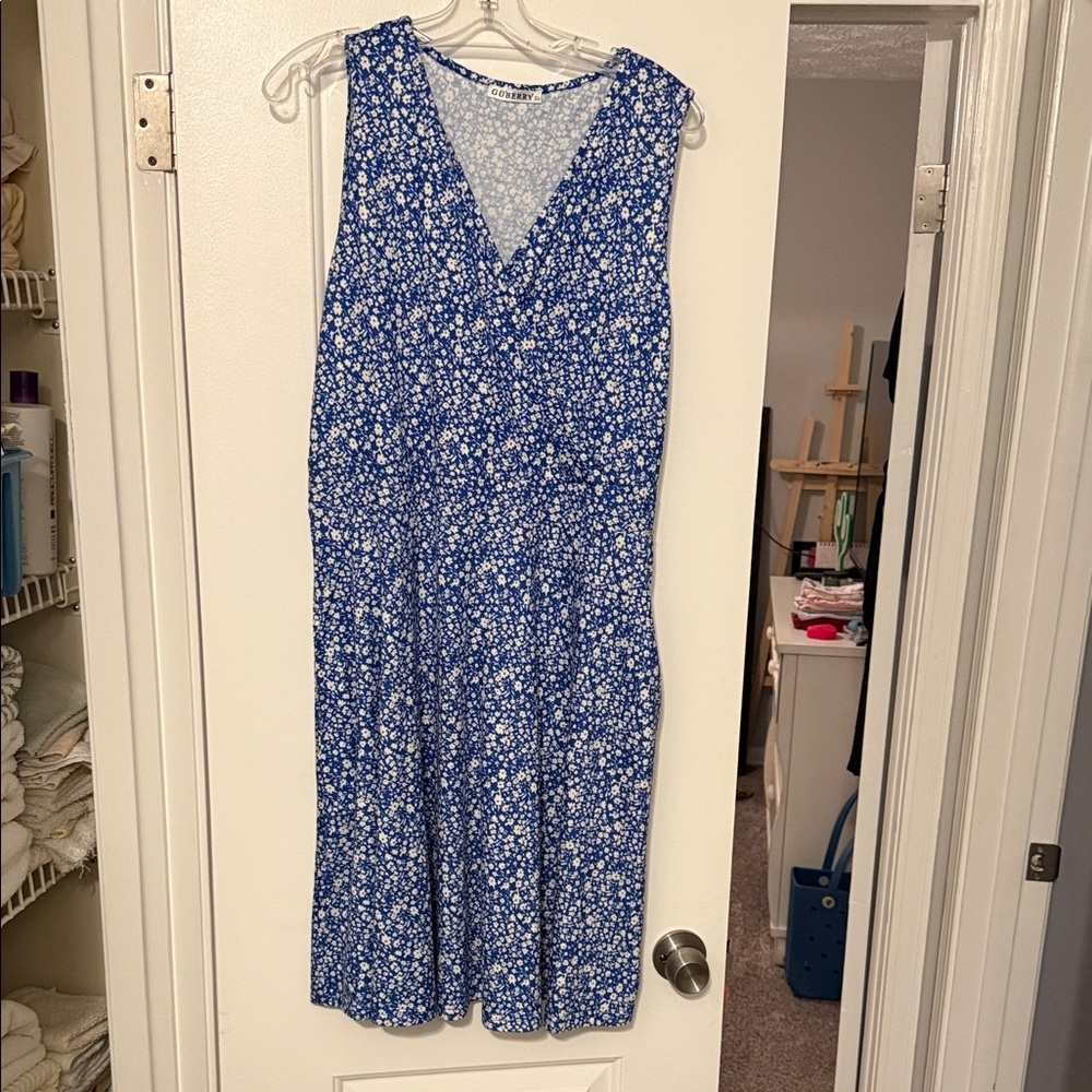 Floral Blue Midi Dress